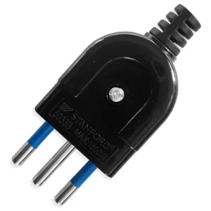 Enchufe macho 2x10A+T negro Vol Stanford