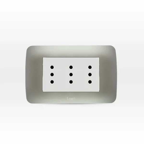 Enchufe Triplex 10A Plata Blanco (58402002)